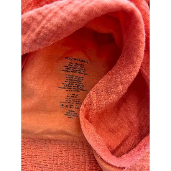 Jonathan Simkhai Mila Puff Sleeve Wrap Top in Chili XS - Picture 3 of 6